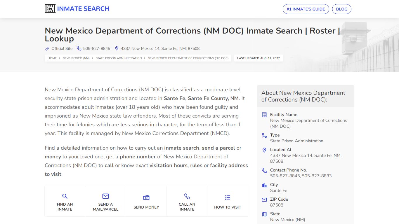 New Mexico Department of Corrections (NM DOC) Inmate ...